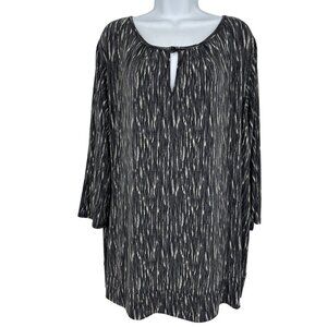 Soft By Avenue Gray Jersey Knit Tunic 3/4 Sleeve Top Blouse Size 30/32